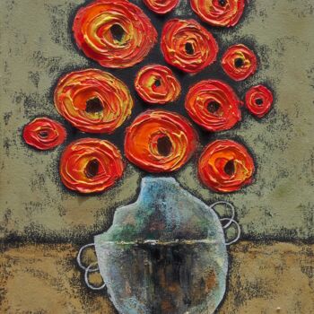 Malarstwo zatytułowany „3d roses painting t…” autorstwa Julia Ozerova, Oryginalna praca, Olej