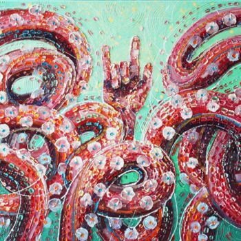 Painting titled "Octopus#4" by Julia Ptl, Original Artwork, Oil
