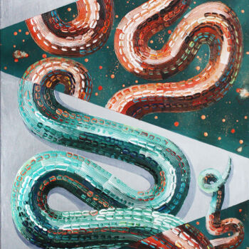 Painting titled "Snake#2" by Julia Ptl, Original Artwork, Oil