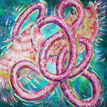 Картина под названием "Symbiosis#1" - Julia Ptl, Подлинное произведение искусства, Масло Установлен на Деревянная рама для н…