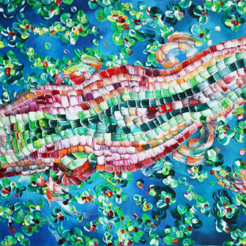 Peinture intitulée "Crocodile#1" par Julia Ptl, Œuvre d'art originale, Huile Monté sur Châssis en bois