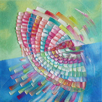 Картина под названием "Flying Fish #4" - Julia Ptl, Подлинное произведение искусства, Масло Установлен на Деревянная рама дл…