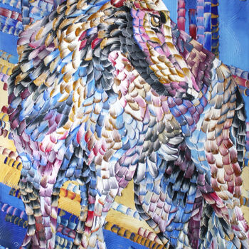 Painting titled "Borzoi" by Julia Ptl, Original Artwork, Oil Mounted on Wood Stretcher frame