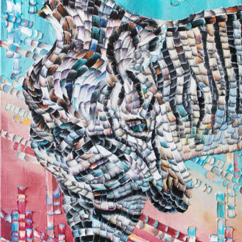 "Zebra" başlıklı Tablo Julia Ptl tarafından, Orijinal sanat, Petrol Ahşap Sedye çerçevesi üzerine monte edilmiş