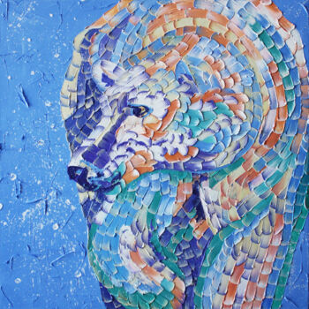 제목이 "Polar bear"인 미술작품 Julia Ptl로, 원작, 기름 나무 들것 프레임에 장착됨