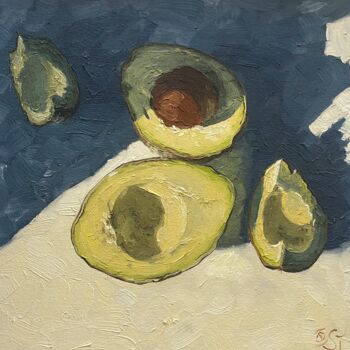 Painting titled "Avocado_2" by Julia Sahno, Original Artwork, Oil