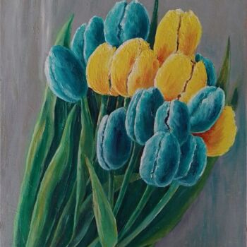 Pittura intitolato "tulips" da Julia Savytskas, Opera d'arte originale, Olio