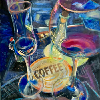 Peinture intitulée "Evening glasses" par Julia Shanaytsa, Œuvre d'art originale, Huile
