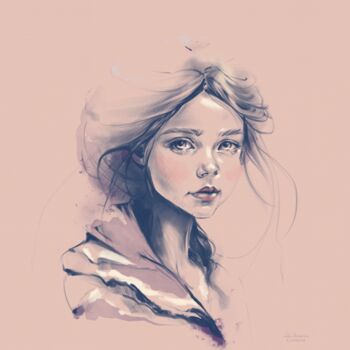 Digital Arts titled "A young lady" by Julia Shchedrova, Original Artwork, Digital Painting