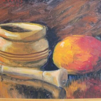 Painting titled "Mango Still Life" by Julia Stevens, Original Artwork