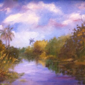 Painting titled "Orange Drive Canal" by Julia Stevens, Original Artwork