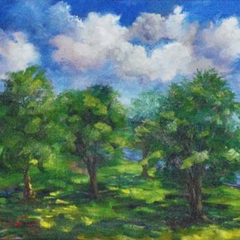 Картина под названием "Seminole Park Noont…" - Julia Stevens, Подлинное произведение искусства