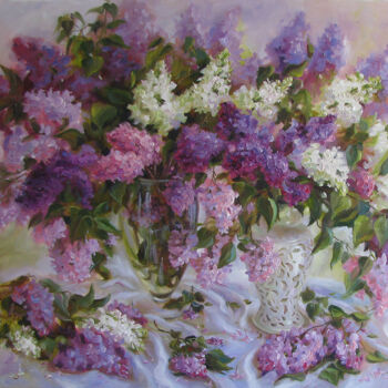 Painting titled "Scent of lilac" by Julia Tomesko, Original Artwork, Oil