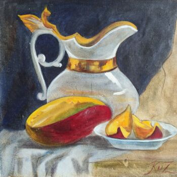 Painting titled "Original Mango harv…" by Julia Vedrina, Original Artwork, Lacquer