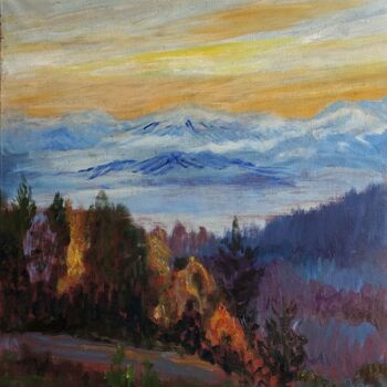 Painting titled "Snow-Topped ALPS, S…" by Julia Vedrina, Original Artwork, Oil