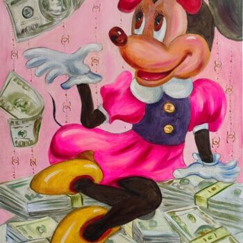 Painting titled "Original Pink MOUSE…" by Julia Vedrina, Original Artwork, Acrylic