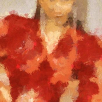 Painting titled "Red dress" by Julia Yaseva, Original Artwork, Oil