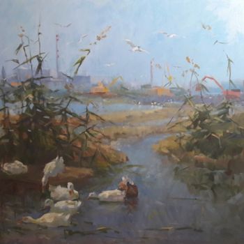 Картина под названием "Пейзаж" - Юлия Гараничева, Подлинное произведение искусства, Масло
