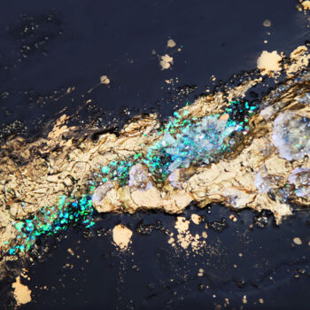 Peinture intitulée "Luxurious gold jewe…" par Julia Crystal, Œuvre d'art originale, Résine Monté sur Châssis en bois