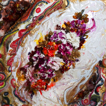 Pintura titulada "Floral Geode Resin…" por Julia Crystal, Obra de arte original, Resina Montado en Bastidor de camilla de ma…