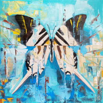 Painting titled "TROPICAL BUTTERFLY…" by Julia Good, Original Artwork, Oil