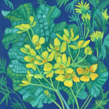 Painting titled "Marsh Marigold, Sum…" by Julia Khoroshikh, Original Artwork, Acrylic
