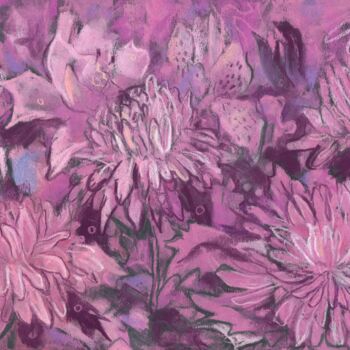 Schilderij getiteld "Chrysanthemum Abstr…" door Julia Khoroshikh, Origineel Kunstwerk, Pastel