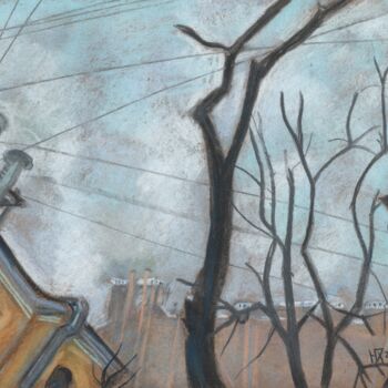 Painting titled "Trees in Kolomna, W…" by Julia Khoroshikh, Original Artwork, Pastel