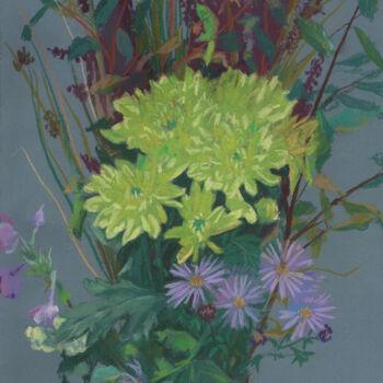 Dessin intitulée "Yellow Chrysanthemum" par Julia Khoroshikh, Œuvre d'art originale, Pastel