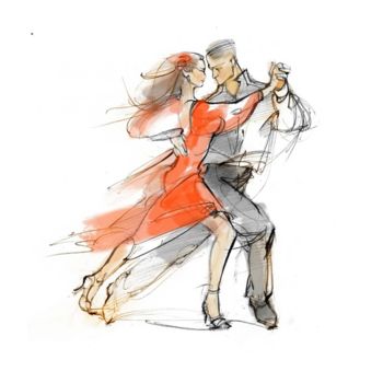 Disegno intitolato "Tango sketch" da Julia Kulgayeva, Opera d'arte originale