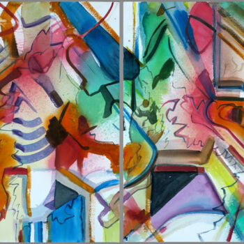 Pintura intitulada "Watercolor Diptych" por Julian Garcia-Viso, Obras de arte originais, Aquarela