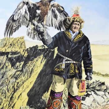Painting titled "Mongolian Golden Ea…" by Julian Wheat, Original Artwork, Acrylic