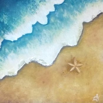 Painting titled "Praia" by Juliana Calu, Original Artwork, Oil