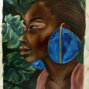 Painting titled "Akella" by Juliana Sol, Original Artwork, Oil Mounted on Wood Stretcher frame