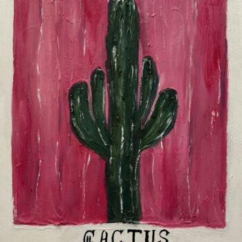 Painting titled "Cactus II" by Juliana Sol, Original Artwork, Lacquer Mounted on Wood Stretcher frame