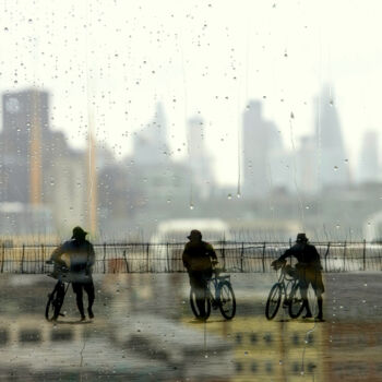 Photographie intitulée "Three cyclists" par Juliana Vasquez, Œuvre d'art originale, Photographie manipulée