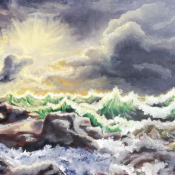 Painting titled "Rayon de soleil" by Juliane Delaunay, Original Artwork, Oil