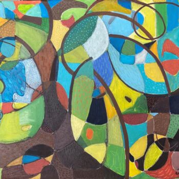 제목이 "MY AFRICAN LANDSCAPE"인 미술작품 Tricia Julian로, 원작, 아크릴 나무 들것 프레임에 장착됨