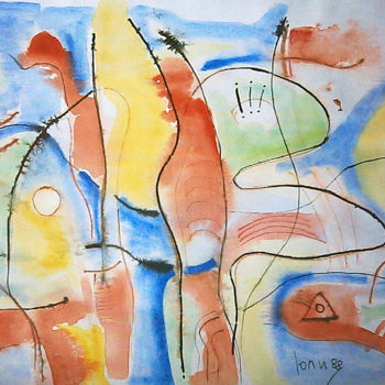 Malerei mit dem Titel "abstract landscape…" von July, Original-Kunstwerk, Tempera