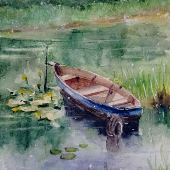 Malarstwo zatytułowany „Old pond” autorstwa Juliaresha, Oryginalna praca, Akwarela