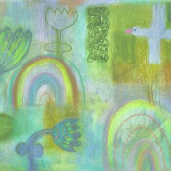 Dessin intitulée "The land of rainbow…" par Julia Suptel, Œuvre d'art originale, Pastel