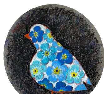 Dessin intitulée "Birdie series: Bloo…" par Julia Suptel, Œuvre d'art originale, Pastel