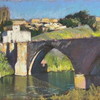 Картина под названием "Overlooking Toledo" - Julia Suptel, Подлинное произведение искусства, Пастель