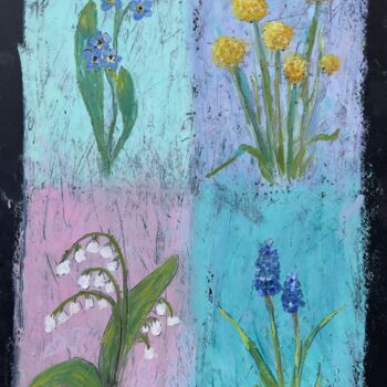 Zeichnungen mit dem Titel "Spring tiles" von Julia Suptel, Original-Kunstwerk, Pastell