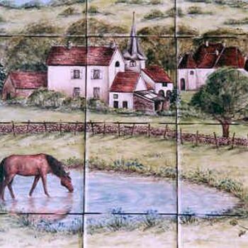 Painting titled "Village of Burgundy…" by Julia Sweda, Original Artwork