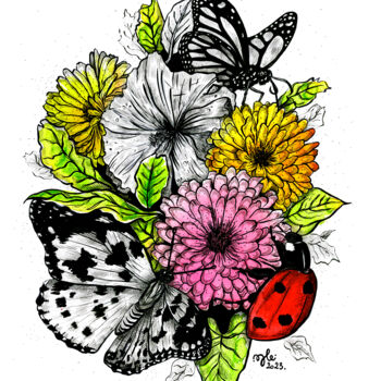 Tekening getiteld "Garden - The First" door Julie Bellarosa, Origineel Kunstwerk, Inkt