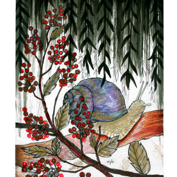 "Winter's snail" başlıklı Resim Julie Bellarosa tarafından, Orijinal sanat, Mürekkep