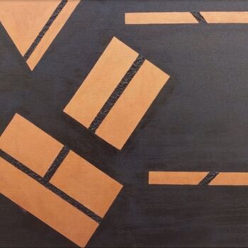 Painting titled "Copper" by Julie Bevan, Original Artwork, Acrylic Mounted on Wood Stretcher frame