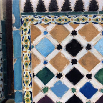 Pintura intitulada "azulejos" por Julie Bilo, Obras de arte originais, Óleo