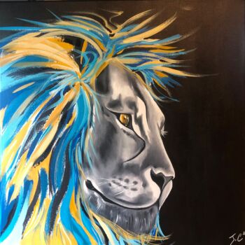 Картина под названием "CONQUERING LION 1" - Julie Coudret Carrasco, Подлинное произведение искусства, Масло Установлен на Де…